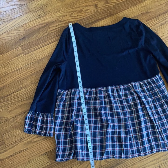 LOFT plaid mixed media top - Picture 8 of 12